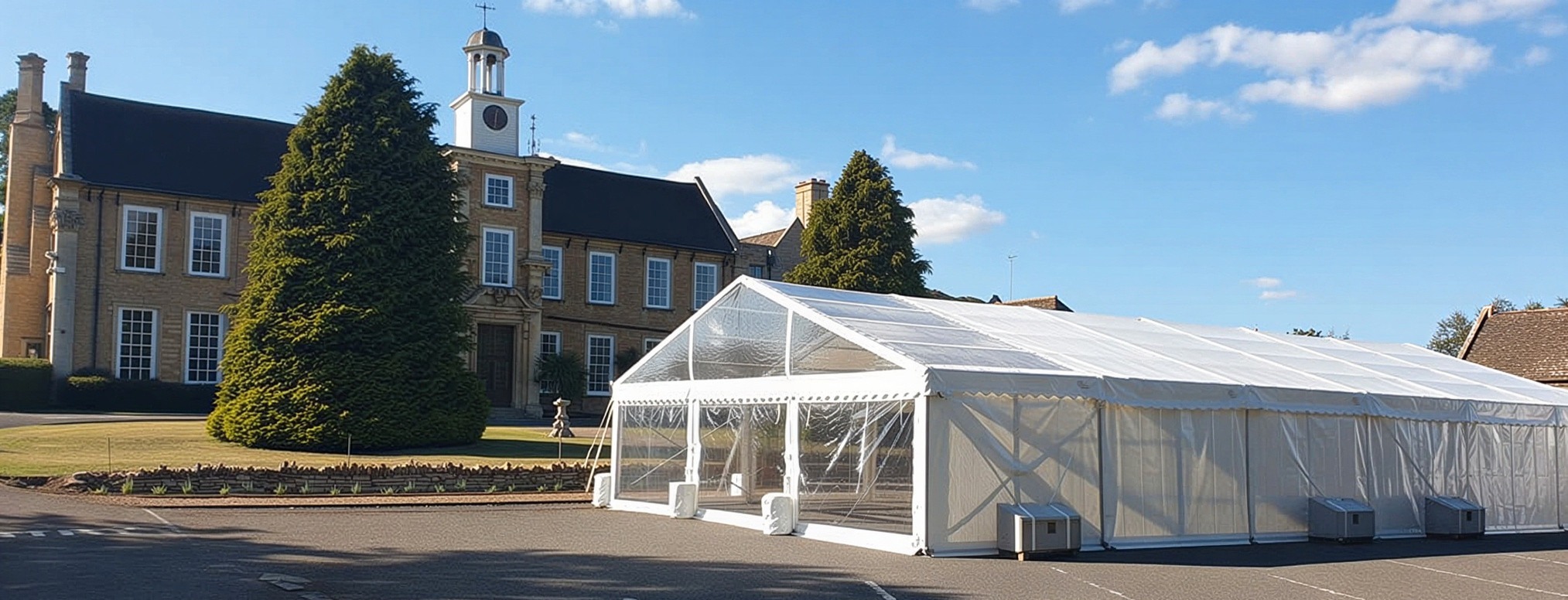 Clear span corporate marquee exterior